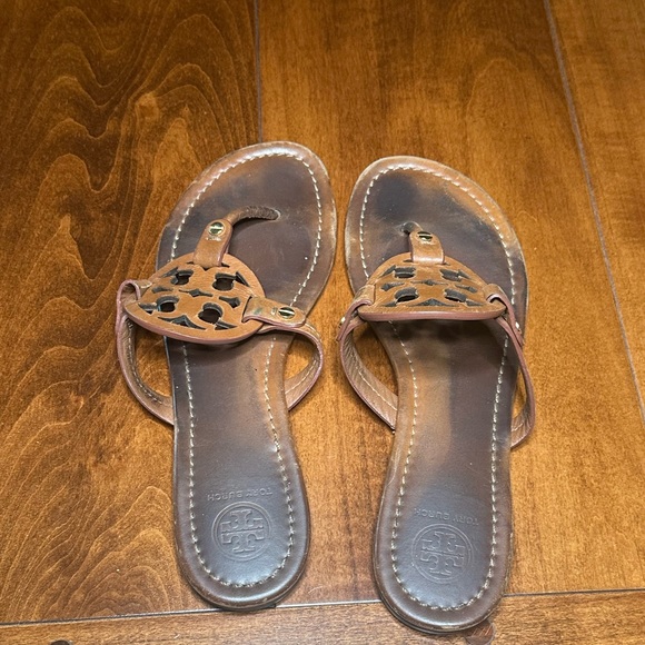 Tory Burch Miller Brown Leather Sandals - Picture 2 of 6